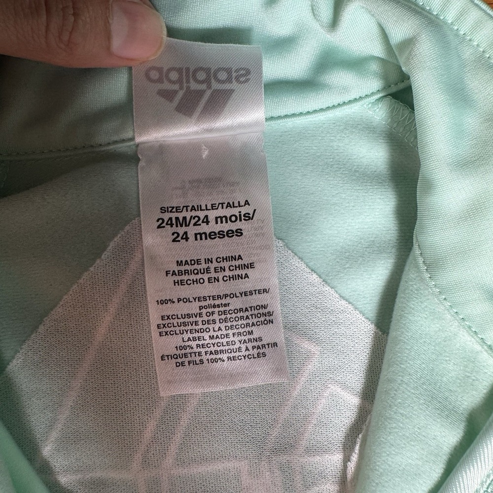 Toddler Girls Adidas Light Teal Track Jacket Sz 24 Months Zip Up Sport - Picture 4 of 6